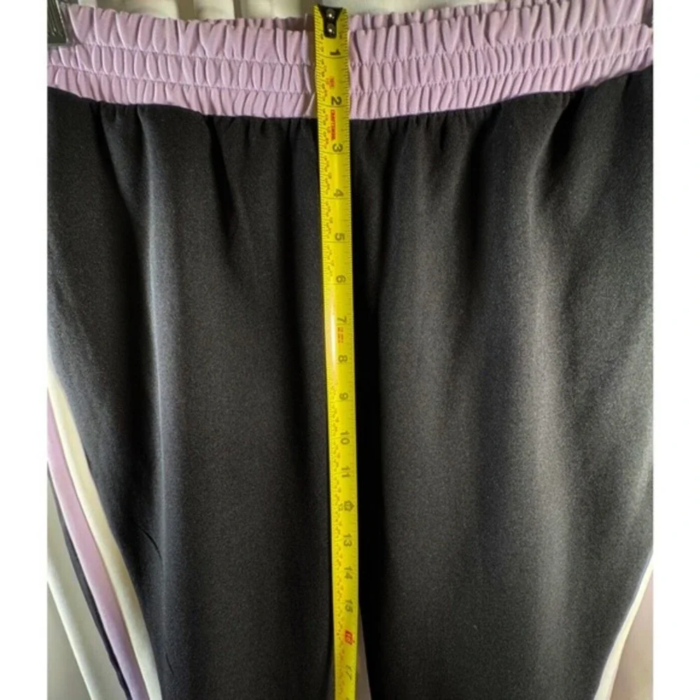 Zara Black Lilac Purple Side Stripe Jogger Pants Elastic Waist XL Preppy 74-01 - Picture 6 of 11